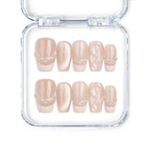 Naillover Serene Loops handmade Singapore press on nails with nude base, pearl accents, and subtle dot details.